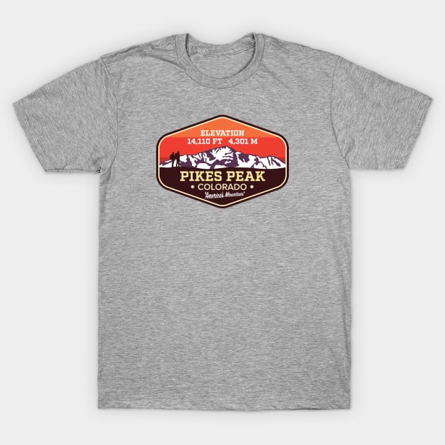 Pikes Peak Colorado - America's Mountain climbing badge T-Shirt by TGKelly